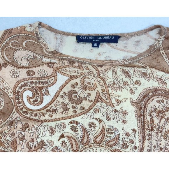 Womens Size Medium Olivier Goureau Cashmere and Silk Blend Paisley Print Sweater - Picture 2 of 9
